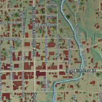 Second close-up of the map of Breckenridge, Texas print showing more streets and buildings