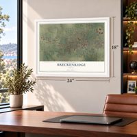 Breckenridge, Texas map, 18 x 24 inch print in a white frame in a home office