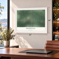 Breedsville, Michigan map, 18 x 24 inch print in a white frame in a home office