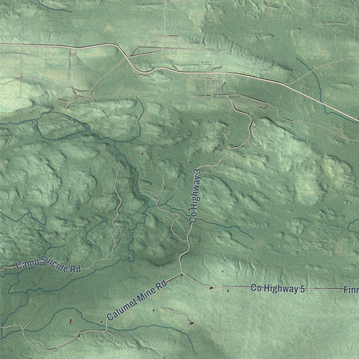 Second close-up of the map of Breen, Michigan print showing more streets and buildings