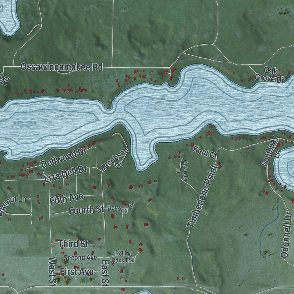 Second close-up of the map of Breezy Point, Minnesota print showing more streets and buildings