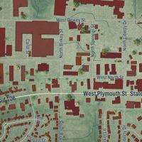 Second close-up of the map of Bremen, Indiana print showing more streets and buildings