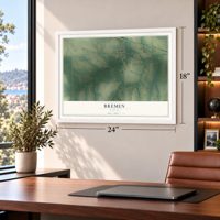 Bremen, Kansas map, 18 x 24 inch print in a white frame in a home office