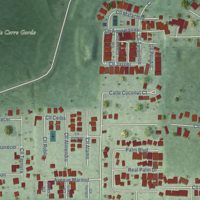 Second close-up of the map of Breñas, Puerto Rico print showing more streets and buildings