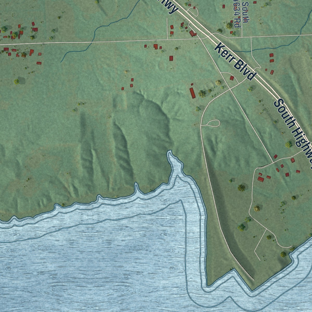 Second close-up of the map of Brent, Oklahoma print showing more streets and buildings