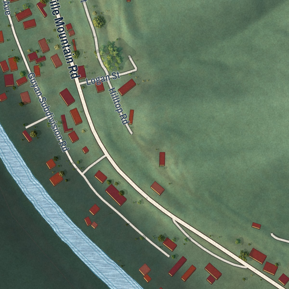 Second close-up of the map of Brenton, West Virginia print showing more streets and buildings