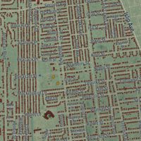 Second close-up of the map of Brentwood, New York print showing more streets and buildings