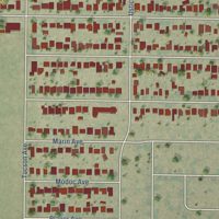 Second close-up of the map of Bret Harte, California print showing more streets and buildings