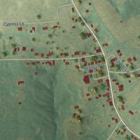 Second close-up of the map of Brewer, Missouri print showing more streets and buildings