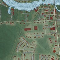 Second close-up of the map of Brewerton, New York print showing more streets and buildings