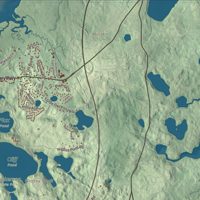 Close-up of the map of Brewster, Massachusetts print showing terrain and local geography