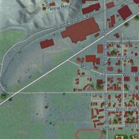 Second close-up of the map of Brewster, Washington print showing more streets and buildings