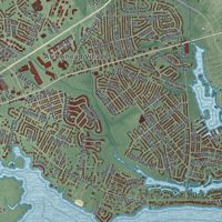 Second close-up of the map of Brick, New Jersey print showing more streets and buildings