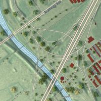 Second close-up of the map of Bridesburg, Pennsylvania print showing more streets and buildings