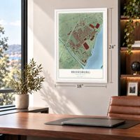 Bridesburg, Pennsylvania map, 18 x 24 inch print in a white frame in a home office