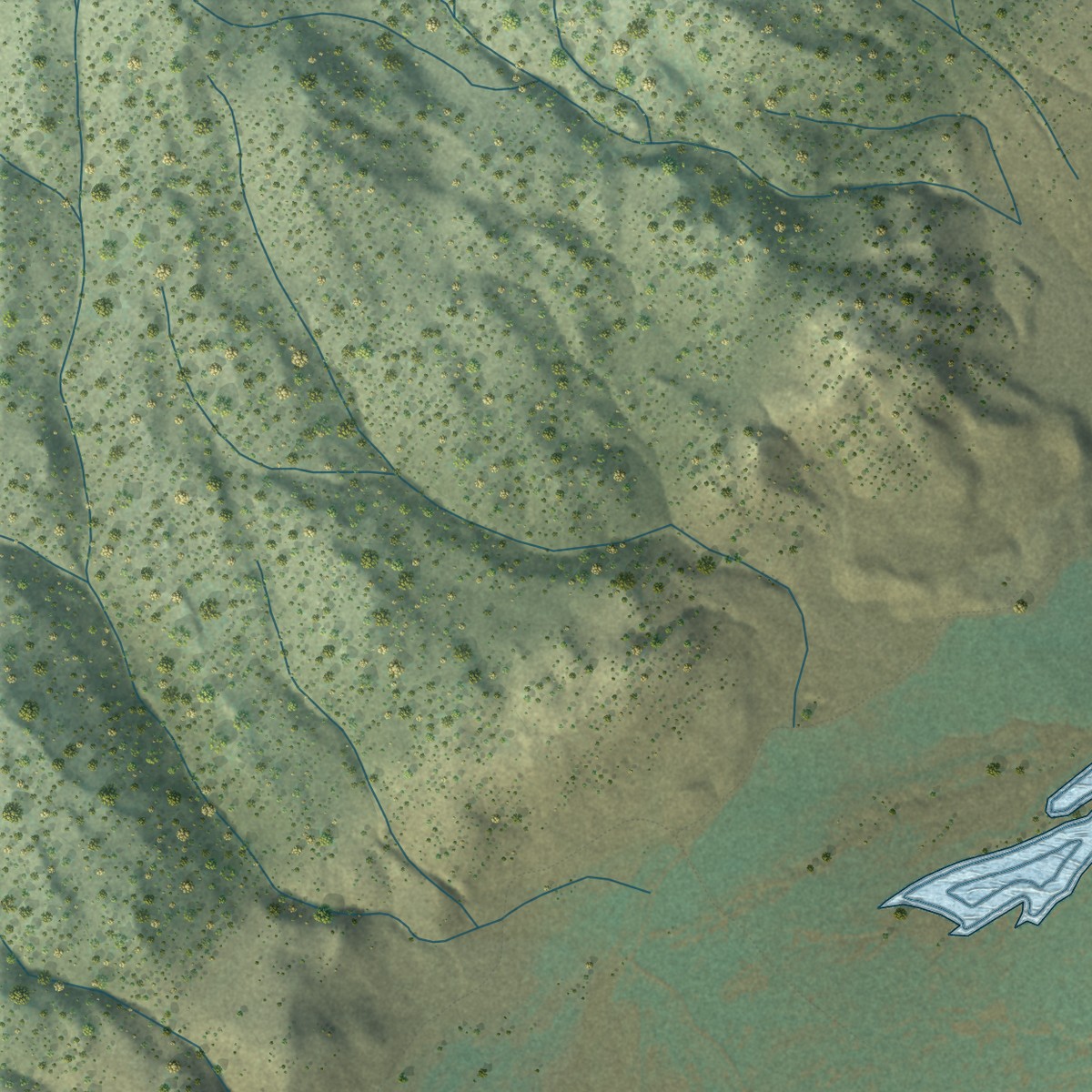 Second close-up of the map of Bridgeport, California print showing more streets and buildings