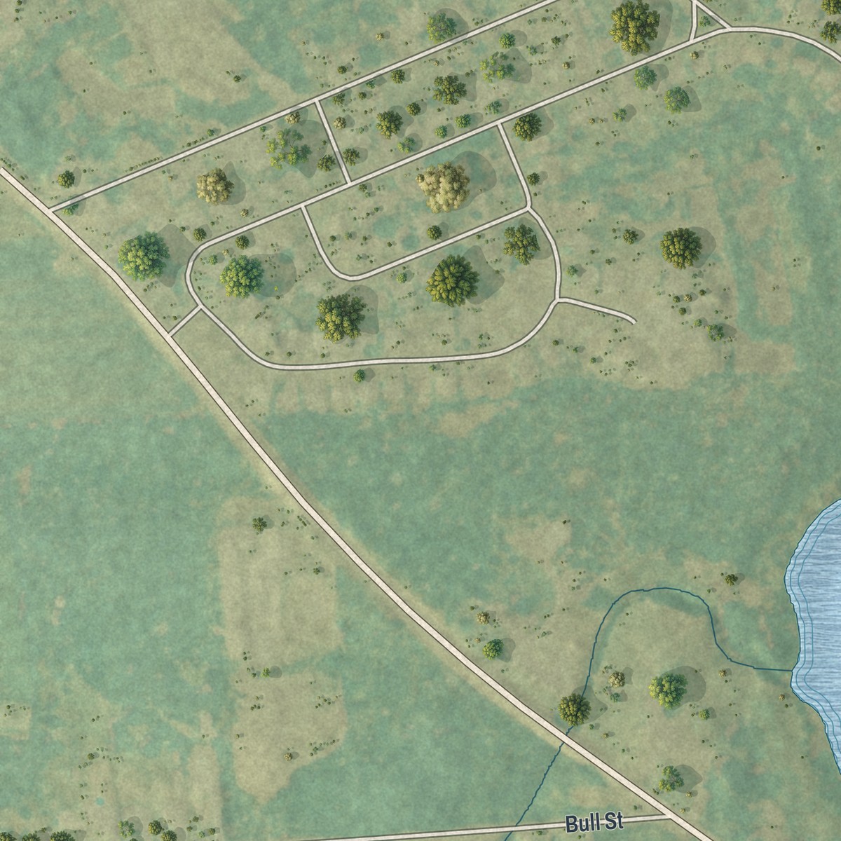 Second close-up of the map of Bridgeport, New York print showing more streets and buildings