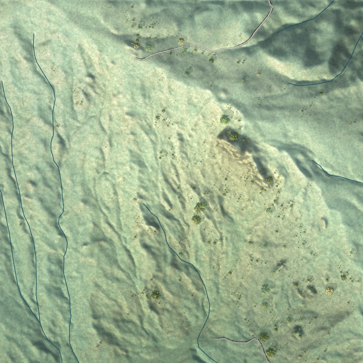 Second close-up of the map of Bridgeville, California print showing more streets and buildings