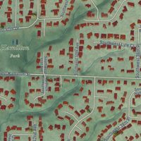 Second close-up of the map of Bridlemile, Oregon print showing more streets and buildings