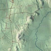Close-up of the map of Bridport, Vermont print showing terrain and local geography