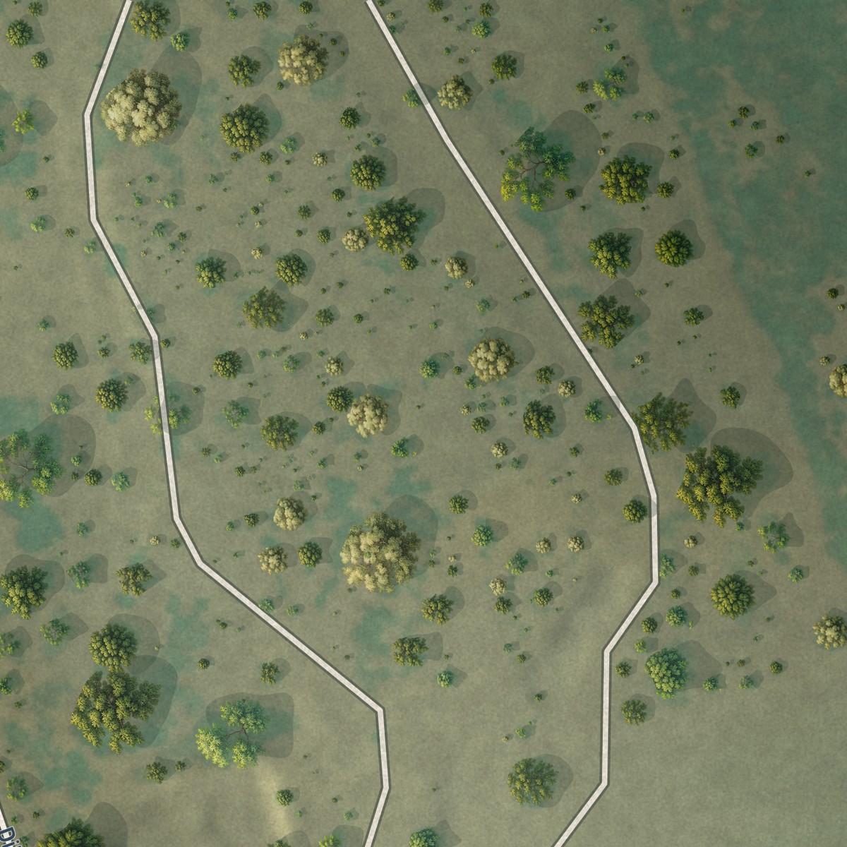 Second close-up of the map of Briggs, Texas print showing more streets and buildings