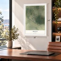 Briggs, Texas map, 18 x 24 inch print in a white frame in a home office