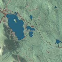 Close-up of the map of Brighton, Vermont print showing terrain and local geography