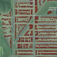Second close-up of the map of Brightwood, District of Columbia print showing more streets and buildings