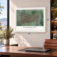 Brightwood Park, District of Columbia map, 18 x 24 inch print in a white frame in a home office