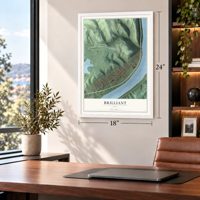 Brilliant, Ohio map, 18 x 24 inch print in a white frame in a home office