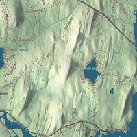 Close-up of the map of Brimfield, Massachusetts print showing terrain and local geography