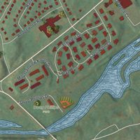 Second close-up of the map of Brinckerhoff, New York print showing more streets and buildings
