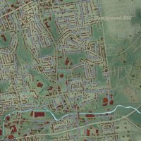 Second close-up of the map of Bristol, Connecticut print showing more streets and buildings