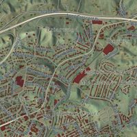 Second close-up of the map of Bristol, Virginia print showing more streets and buildings
