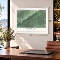 Bristow Cove, Alabama map, 18 x 24 inch print in a white frame in a home office