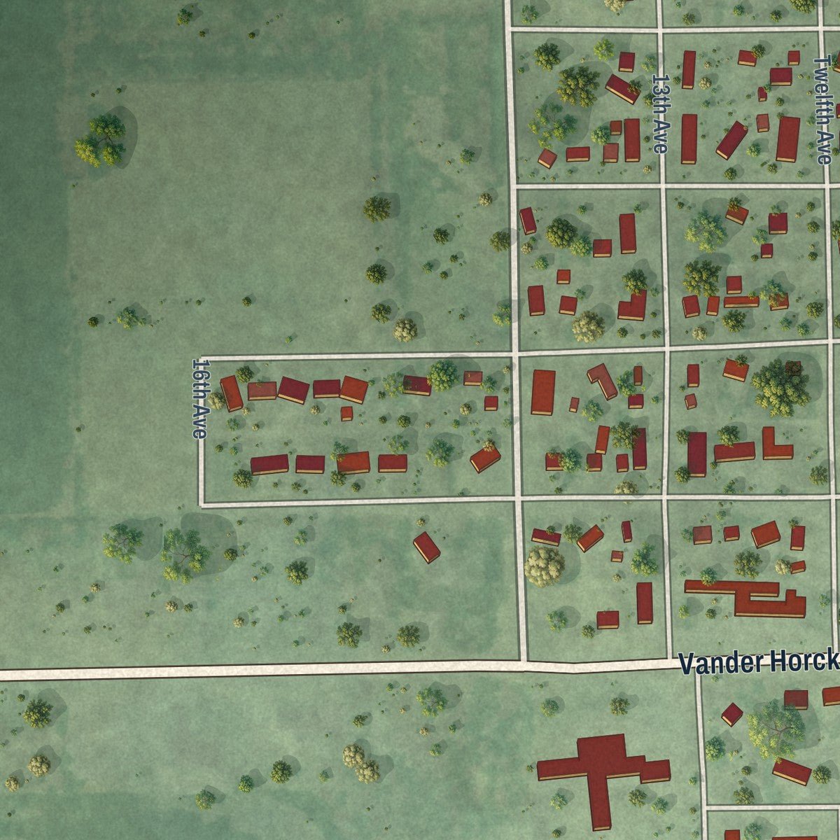 Second close-up of the map of Britton, South Dakota print showing more streets and buildings