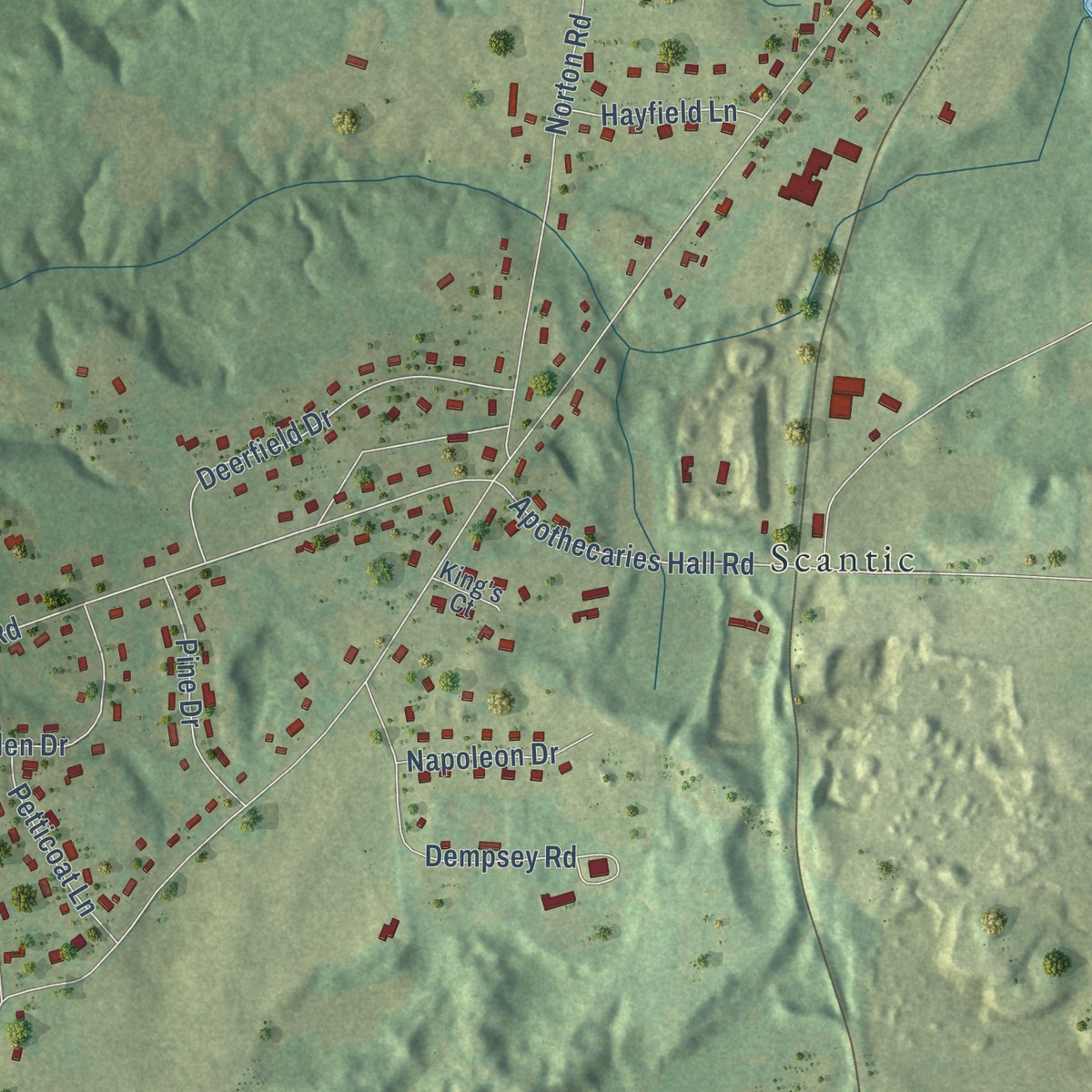 Second close-up of the map of Broad Brook, Connecticut print showing more streets and buildings
