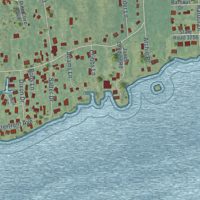 Second close-up of the map of Broad Creek, North Carolina print showing more streets and buildings