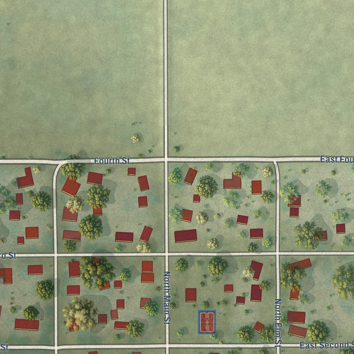 Second close-up of the map of Broadlands, Illinois print showing more streets and buildings