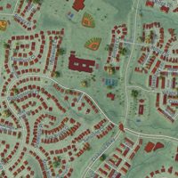 Second close-up of the map of Broadlands, Virginia print showing more streets and buildings