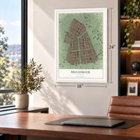 Broadmoor, Louisiana map, 18 x 24 inch print in a white frame in a home office