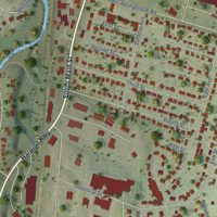 Second close-up of the map of Broadway, Virginia print showing more streets and buildings