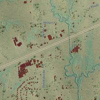 Second close-up of the map of Brock, Texas print showing more streets and buildings