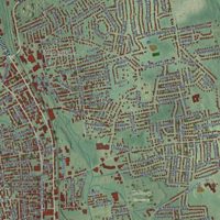 Second close-up of the map of Brockton, Massachusetts print showing more streets and buildings