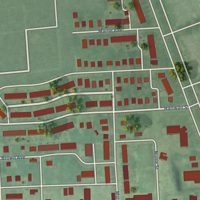 Second close-up of the map of Broening Manor, Maryland print showing more streets and buildings