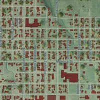 Second close-up of the map of Broken Bow, Nebraska print showing more streets and buildings