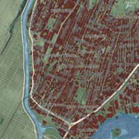 Second close-up of the map of Bronx, New York print showing more streets and buildings