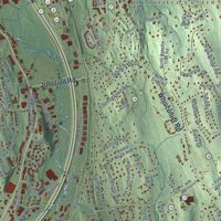 Second close-up of the map of Brookfield, Connecticut print showing more streets and buildings