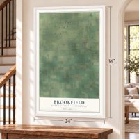 Brookfield, Huron County, Michigan map, 24 x 36 inch print in a white frame by a staircase