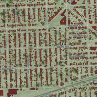 Second close-up of the map of Brookfield, Illinois print showing more streets and buildings